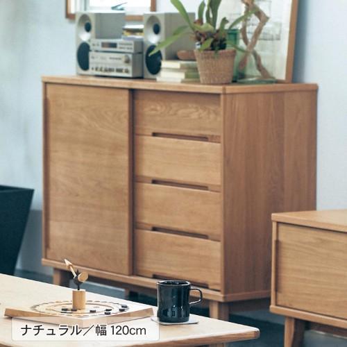 オーク材の引戸キャビネットの商品写真