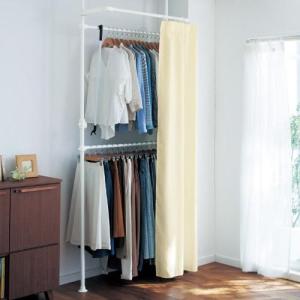 カーテン付き突っ張りハンガー<幅105cm>の商品写真