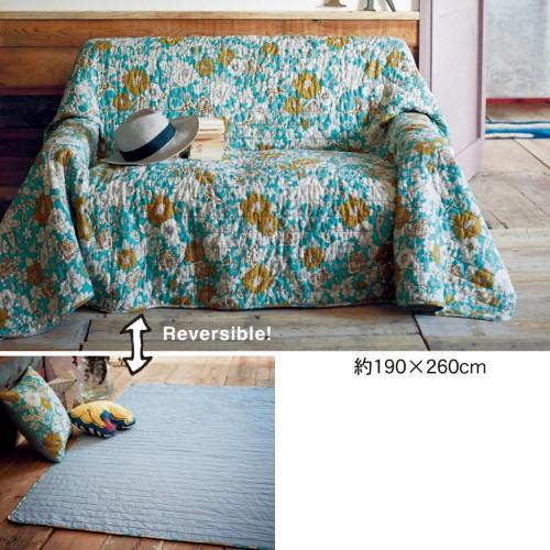 洗いをかけたペイズリーフラワーのリバーシブルマルチカバーの商品写真