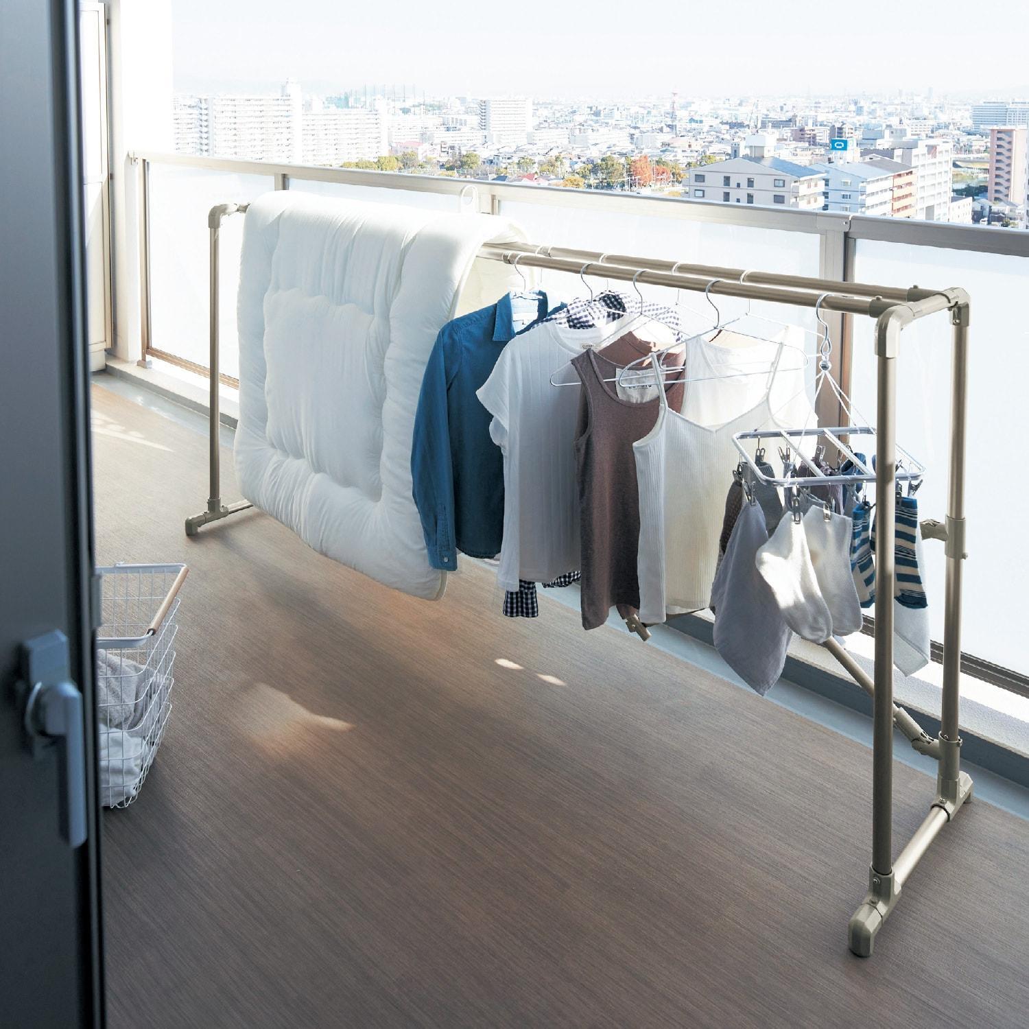 コンパクトに収納できて大量に干せる室内ベランダ兼用布団干し<2枚>[日本製]の商品写真