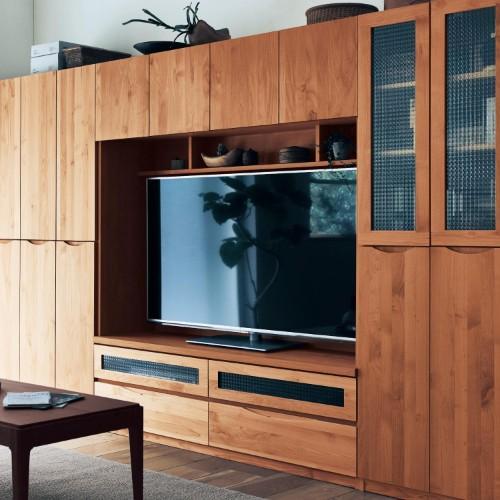 あたたかみのあるアルダー材の壁面テレビ台の商品写真