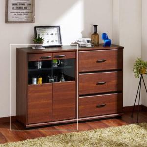 木目調ガラス扉のコンパクトラックの商品写真