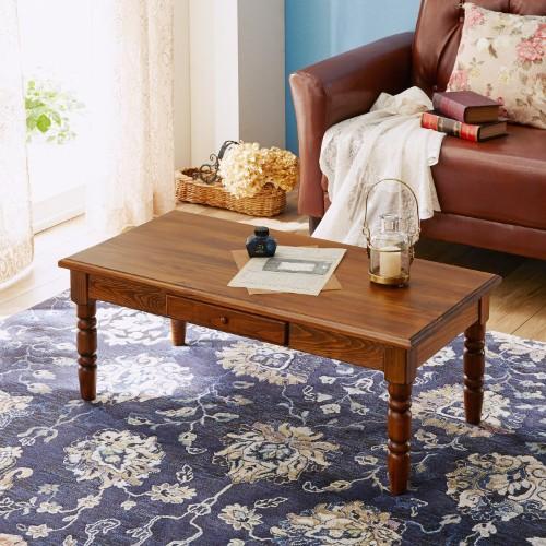 【大型商品送料無料】アンティーク調引出し付きセンターテーブルの商品写真