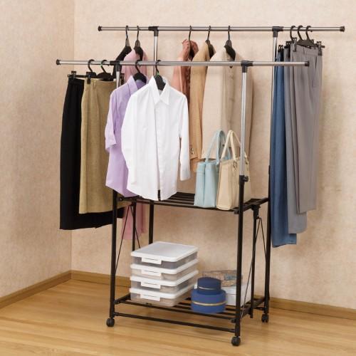 折りたたみダブルハンガーラック<幅89~154cm>の商品写真