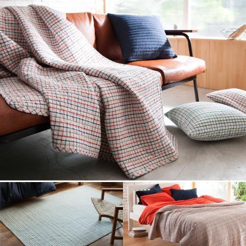 綿100%先染めチェックのマルチカバー(タッタソール)の商品写真