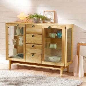 北海道産ナラ材のリビングキャビネットの商品写真