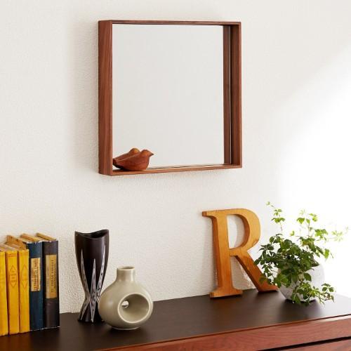 ウォルナット材のコンパクトボックスミラーの商品写真