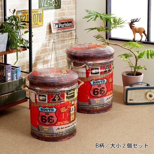 ドラム缶風スツール大小2個セットの商品写真