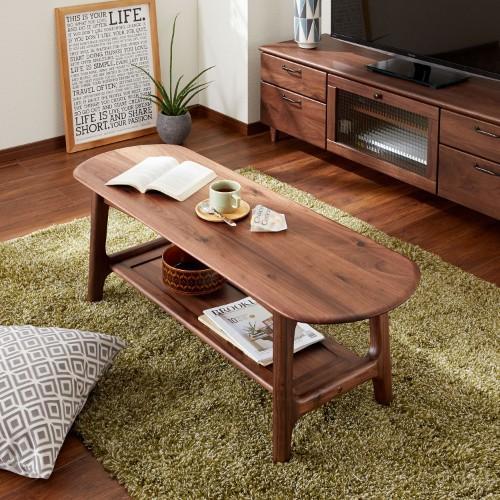 ウォルナット材のスリムリビングテーブルの商品写真
