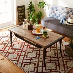 古材風棚付きリビングテーブルの商品写真