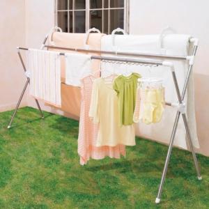 洗濯量に合わせて縦横伸縮できる補助バー付き室内ベランダ兼用物干しの商品写真