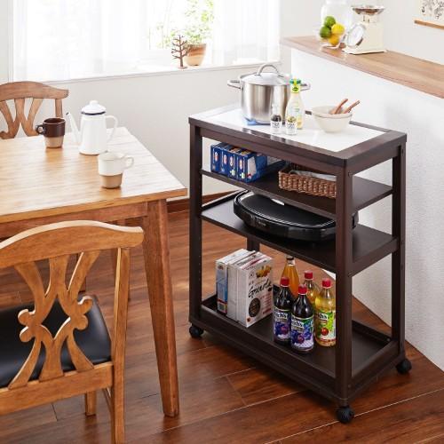 【大型商品送料無料】タイル天板のキッチンワゴンの商品写真