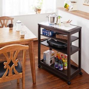 【大型商品送料無料】タイル天板のキッチンワゴン