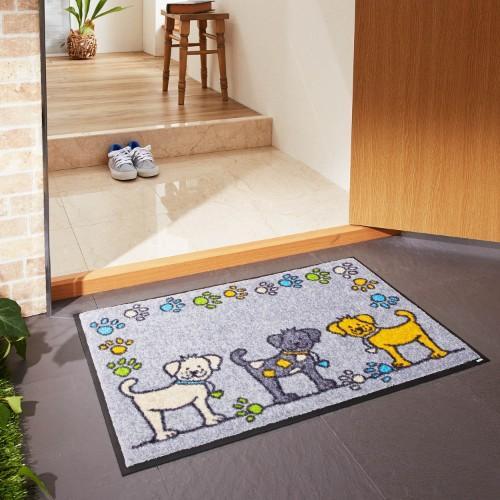 犬のパレード柄の泥落とし屋外玄関マットの商品写真
