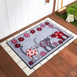 猫のパレード柄の泥落とし屋外玄関マットの商品写真