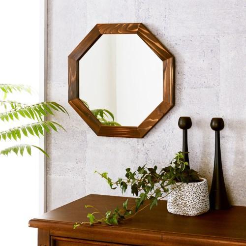 杉材の八角ミラーの商品写真