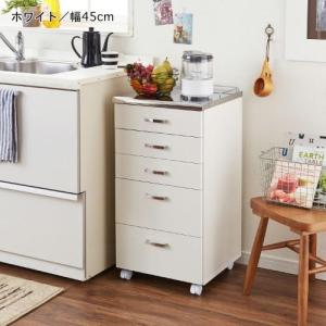 ステンレス天板のキッチンワゴン