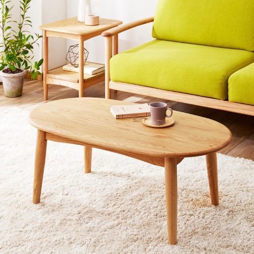 オーク材の楕円リビングテーブルの商品写真