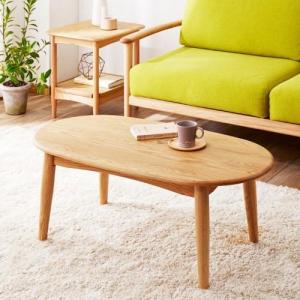 オーク材の楕円リビングテーブルの商品写真