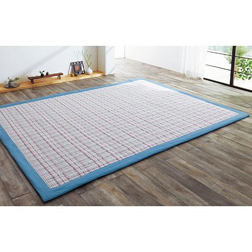 綿しじら織キルトラグ(抗菌防臭防ダニわた使用) 綿100%凹凸生地でさらさら。程よいクッション性の踏み心地。洗濯機で丸洗いOKの商品写真