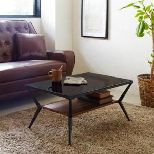ガラス天板のモダンリビングローテーブルの商品写真