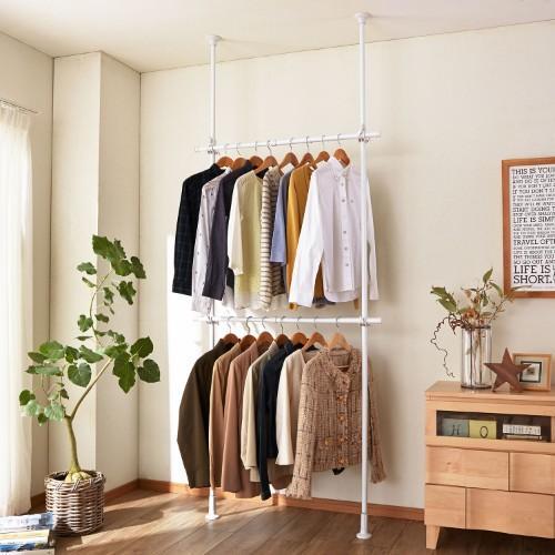 簡単突っ張り2段ハンガーラック<幅56~95cm>の商品写真