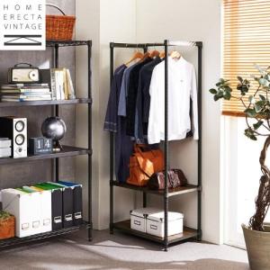 木棚板のヴィンテージ調ハンガーラック(奥行45cm)<幅60cm/幅90cm/幅120cm>の商品写真