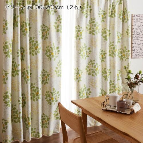 【99サイズ】リーフプリントの遮光・防音・形状記憶カーテンの商品写真