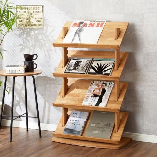 オーク材可動式ディスプレイラックの商品写真