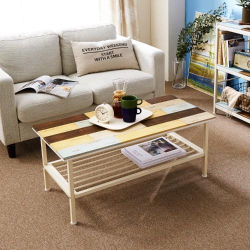 カラフル天板のリビングローテーブルの商品写真