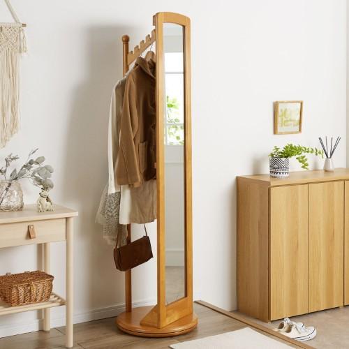 ミラー付き回転ハンガーラック<幅45cm>の商品写真