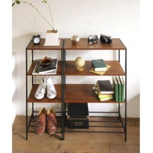 ウォルナット棚のスチールラックの商品写真