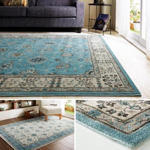 爽やかカラーのオリエンタルデザインウィルトン織ラグ(ラグナ)の商品写真