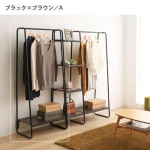 木目調棚板のシンプルハンガーラック<幅64cm>の商品写真