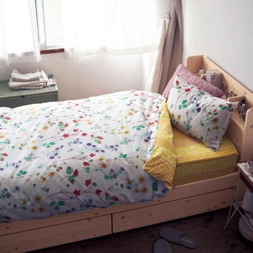 草花プリントの綿100%布団カバー3点セットの商品写真