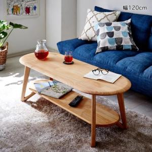 奥行が浅いオイル仕上げのリビングローテーブルの商品写真