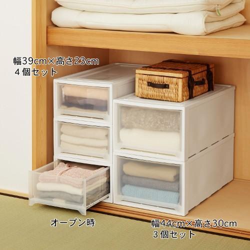 側面スッキリ!スルッと開閉レール付き押入れ収納ケースセット【奥行74cm】の商品写真