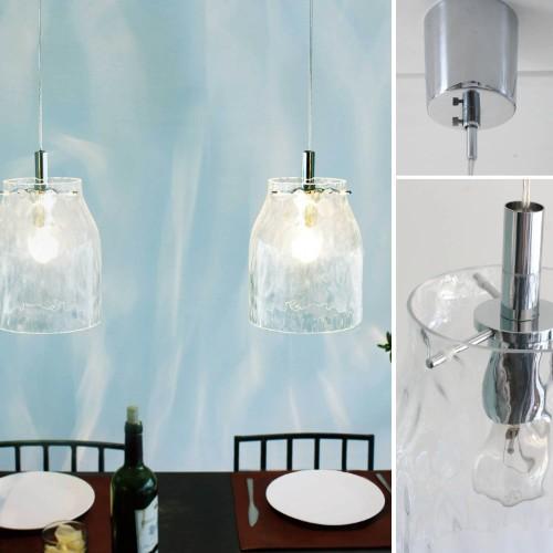 氷のようなガラスシェードのペンダントランプ「Whitney」の商品写真