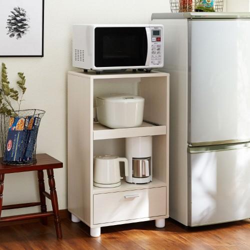 1人暮らしにピッタリの木目調脚付きレンジ台の商品写真