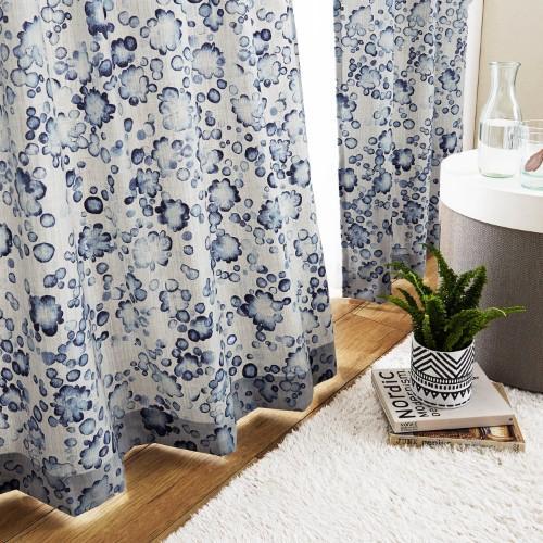 【99サイズ】ナチュラル素材の水彩プリントカーテンの商品写真