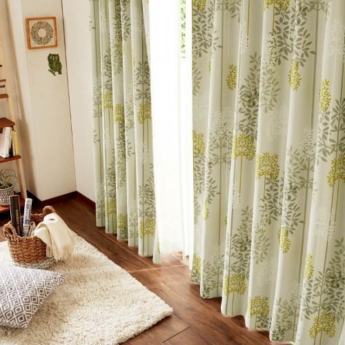 【99サイズ】北欧風リーフ柄の遮光カーテンの商品写真