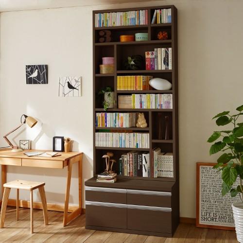 [日本製]頑丈棚板のディスプレイ引出し付き本棚の商品写真