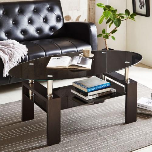 ソファーと合わせやすい高さのガラス天板のリビングテーブルの商品写真