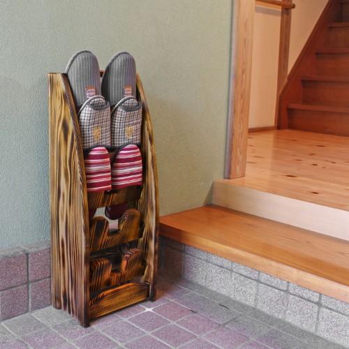 焼杉材のスリッパラックの商品写真