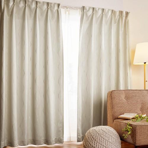 【99サイズ】ウェーブ柄の防炎カーテンの商品写真