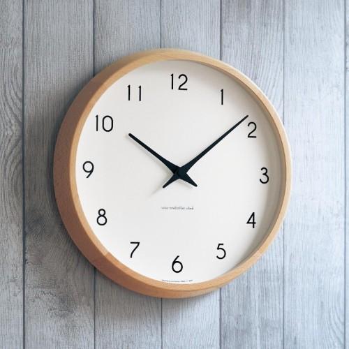 天然木のシンプルな掛け時計(電波時計)「カンパーニュ」の商品写真