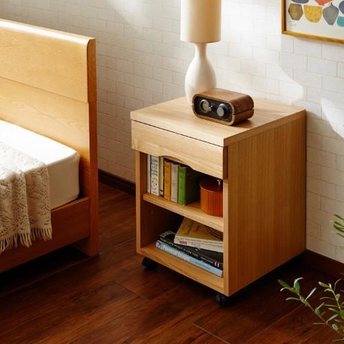 【大型商品送料無料】タモ材のベッドサイドワゴンの商品写真