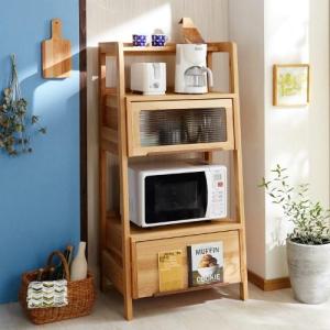 北海道産楢材オイル仕上げの小型キッチンキャビネット