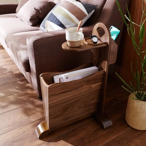 マガジンラック付き変形サイドテーブルの商品写真