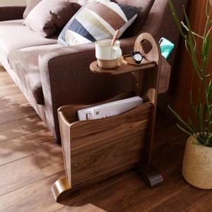 マガジンラック付き変形サイドテーブルの商品写真